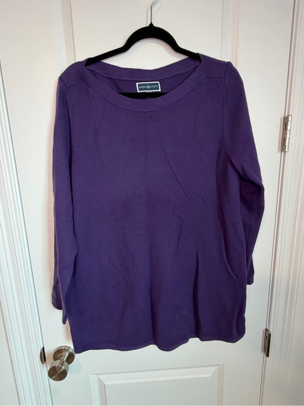 Karen Scott Deep Purple Long Sleeve Knit Sweater